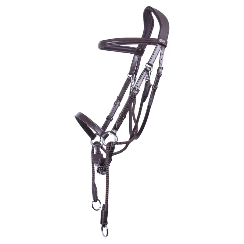 QHP Ceto Anatomical Bitless Bridle with Reins - Brown