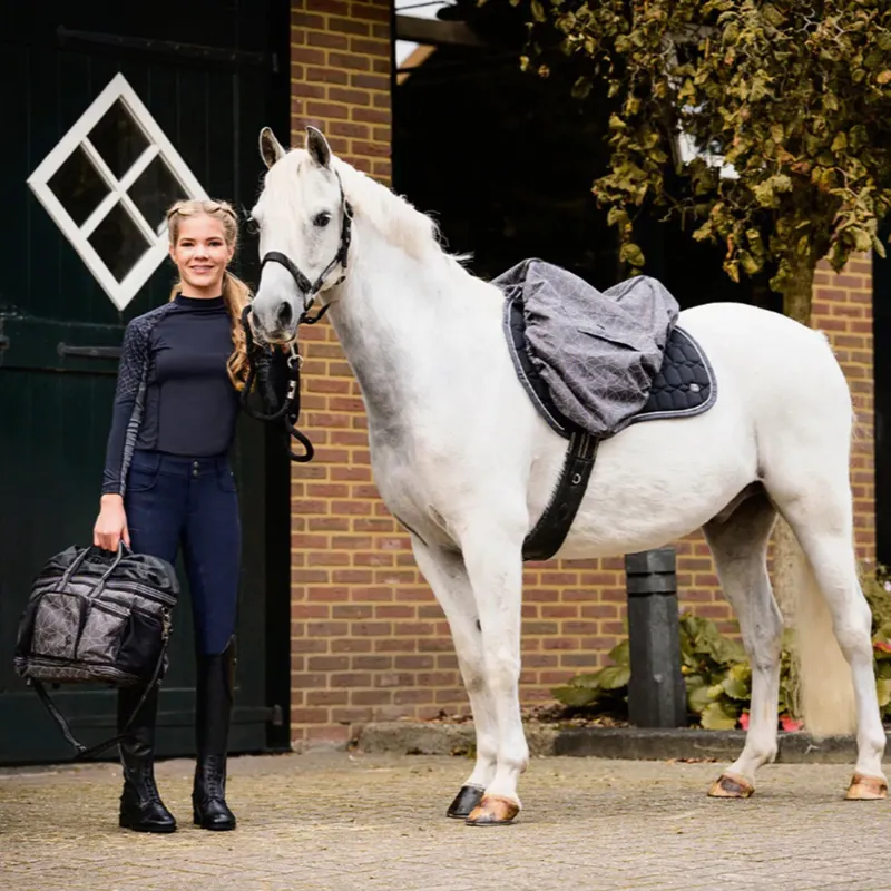 QHP Collection Saddle Cover - Grey/Reflective-2