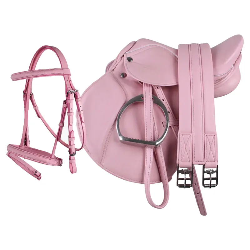 QHP Complete Pony Saddle and Bridle Set - Pink