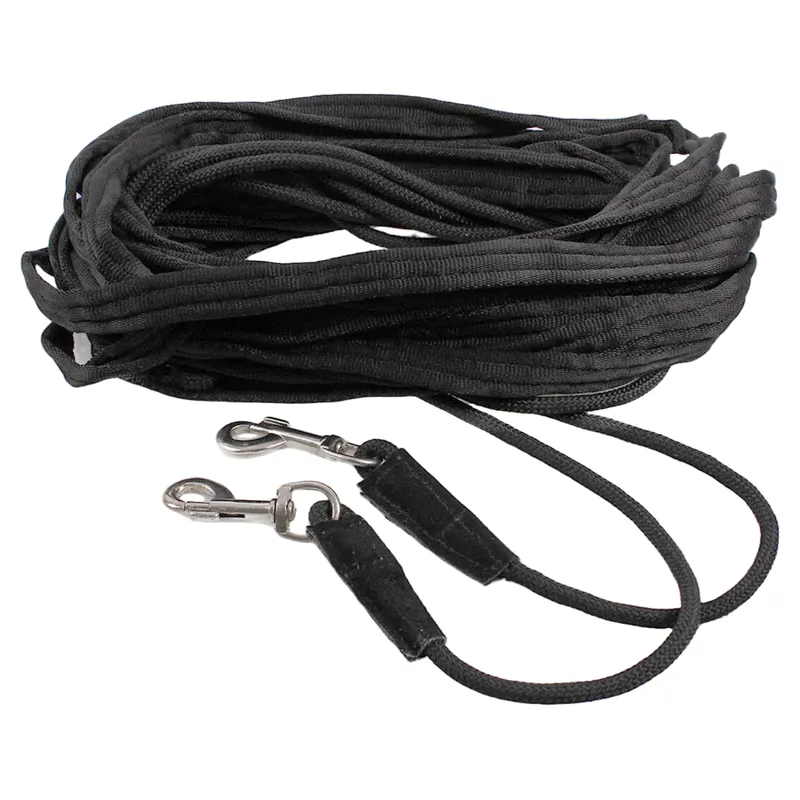 QHP Double Lunging Rein - Black-1