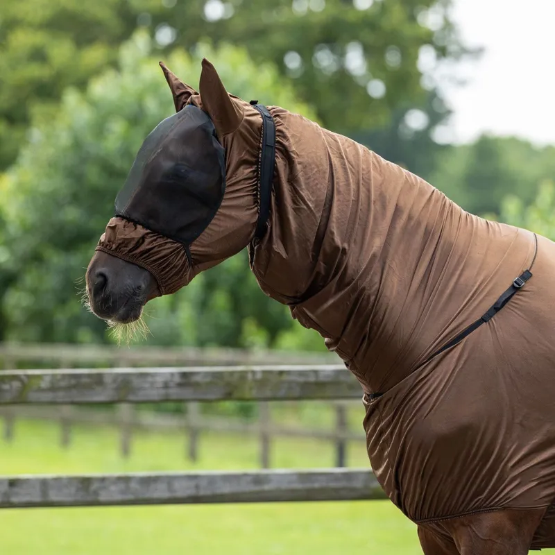 QHP Eczema Fly Mask with Ears - Brown