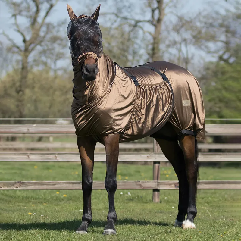 QHP Eczema Fly Mask with Ears - Brown-1