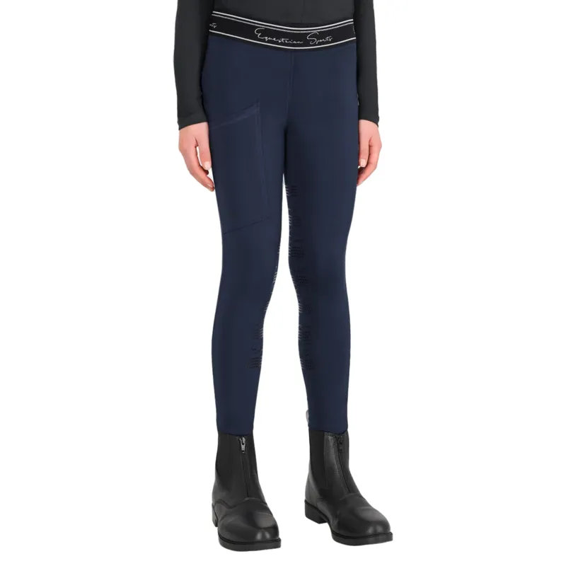 QHP Eden Junior Full Grip Riding Tights - Navy