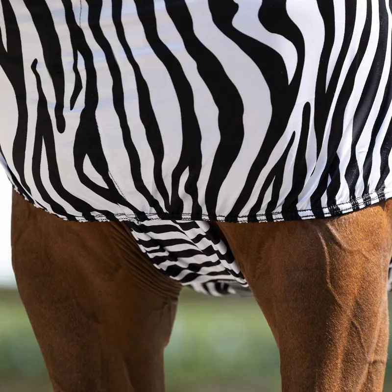 QHP Eczema Sweet-Itch Combo Neck Fly Rug - Zebra-3