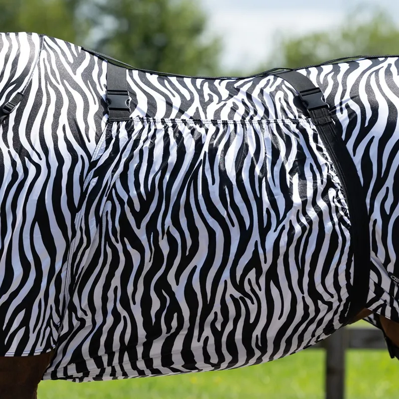 QHP Eczema Sweet-Itch Combo Neck Fly Rug - Zebra-4