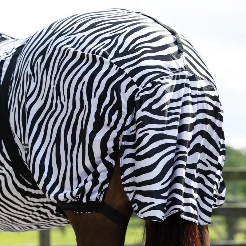 QHP Eczema Sweet-Itch Combo Neck Fly Rug - Zebra-2