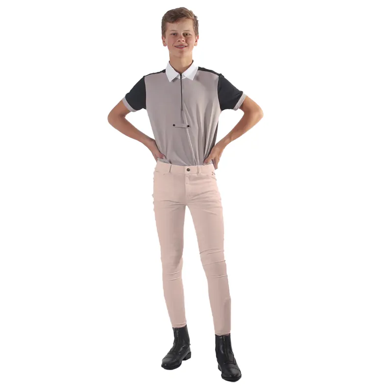 QHP Fillip Knee Grip Junior Boys Competition Breeches - Beige-3