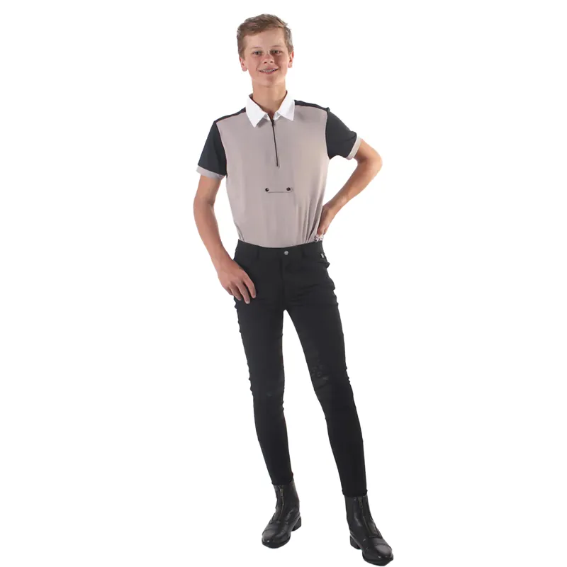 QHP Fillip Knee Grip Junior Boys Breeches - Black-3