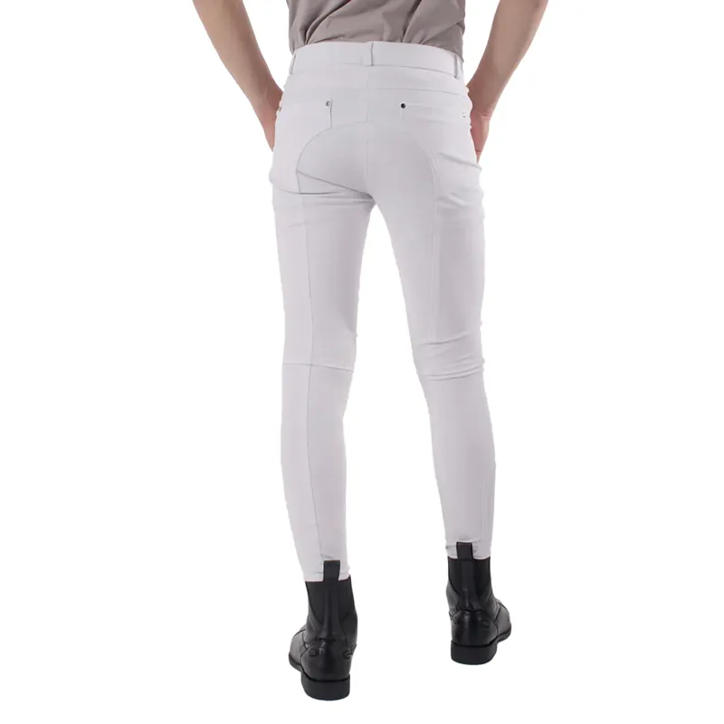 QHP Fillip Knee Grip Junior Boys Competition Breeches - White-3
