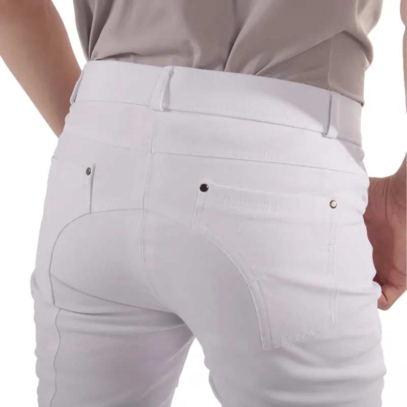 QHP Fillip Knee Grip Junior Boys Competition Breeches - White-5