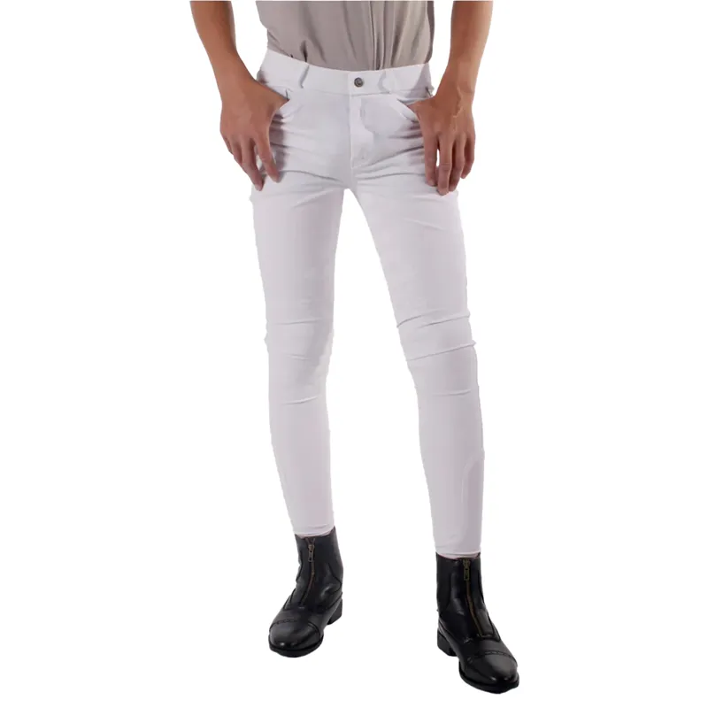 QHP Fillip Knee Grip Junior Boys Competition Breeches - White
