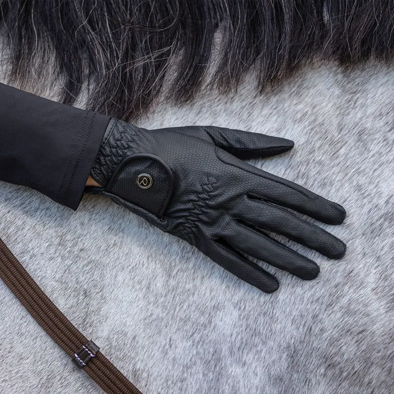 QHP Force Adults Riding Gloves - Black-1