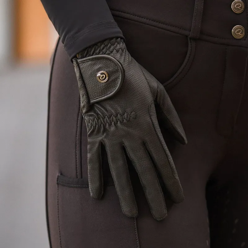 QHP Force Adults Riding Gloves - Black-3
