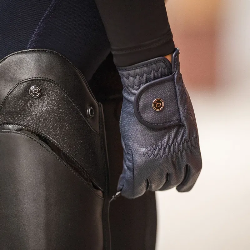 QHP Force Adults Riding Gloves - Navy-1