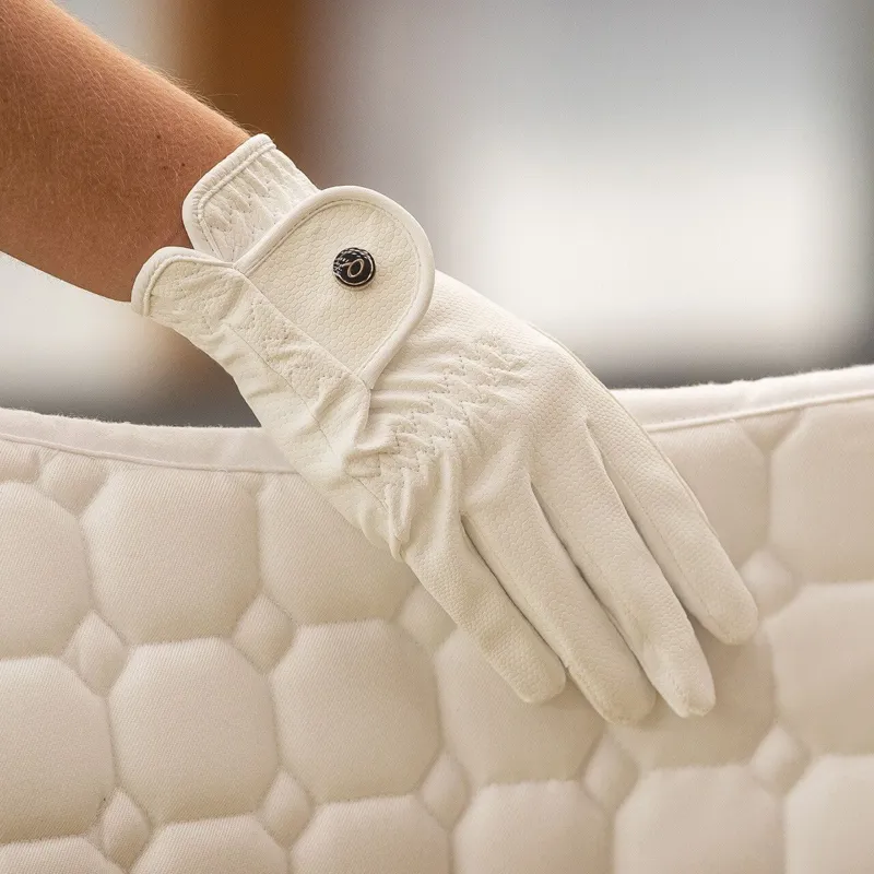 QHP Force Adults Riding Gloves - White-3