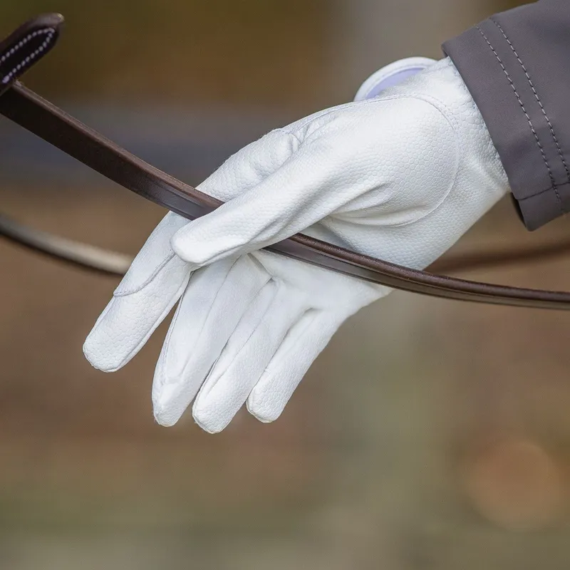 QHP Force Adults Riding Gloves - White-2