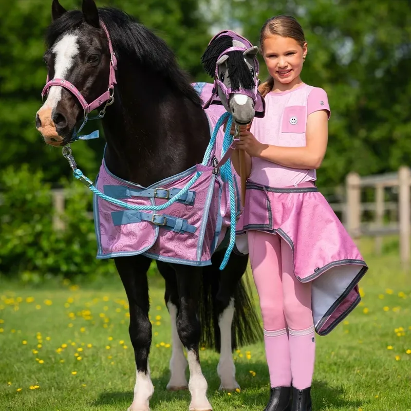 QHP Hobby Horse Headcollar and Lead Set - Cheery Pink-2