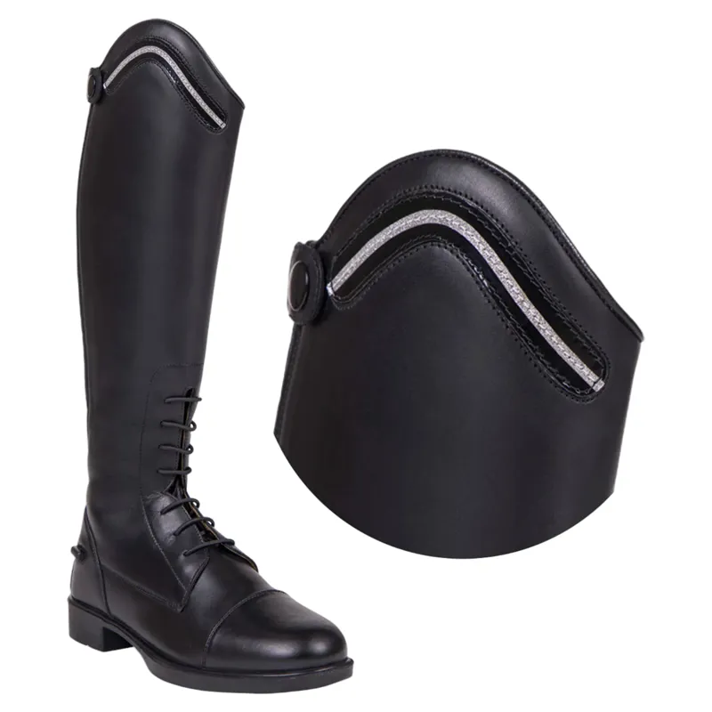 QHP Jaimy Exchangeable Riding Boot Tops - Crocodile Silver Shine