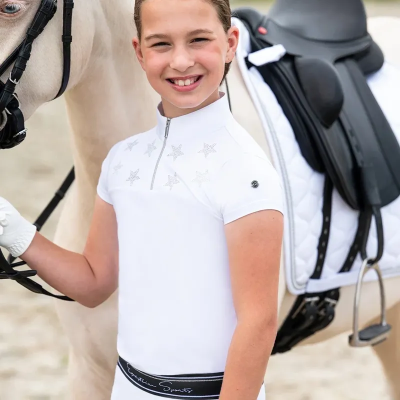 QHP Jipp Junior Girls Show Shirt - White-2
