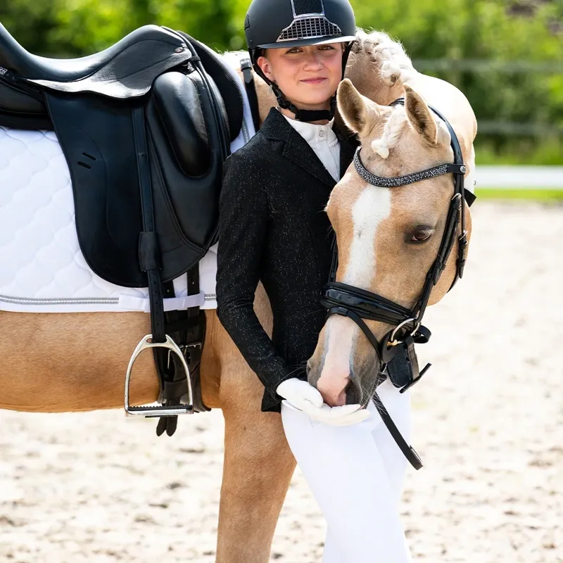 QHP Kynlee Glitter Junior Girls Show Jacket - Black-6