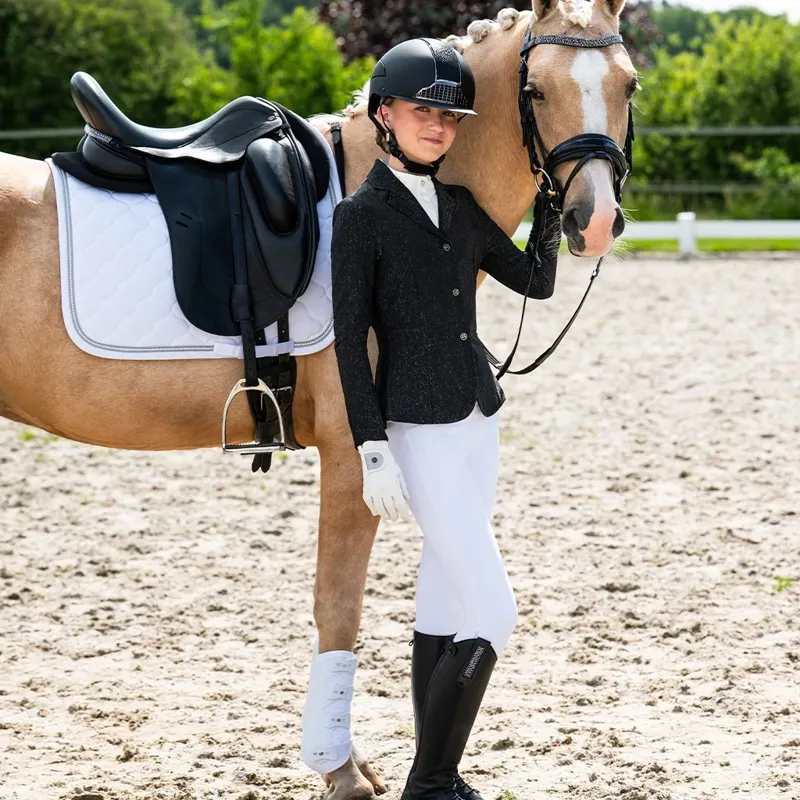 QHP Kynlee Glitter Junior Girls Show Jacket - Black-8