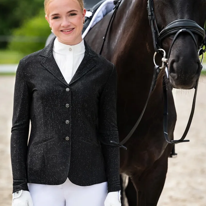 QHP Kynlee Glitter Womens Show Jacket - Black-4