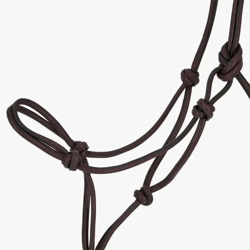 QHP Liberta Leather Rope Headcollar - Brown-2