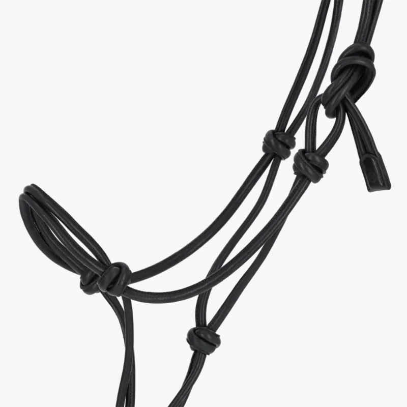 QHP Liberta Leather Rope Headcollar - Black-2