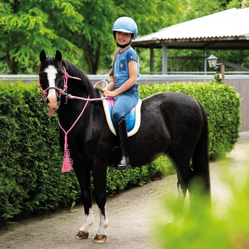 QHP Liberty Combi Rope Halter with Reins - Flamingo-2