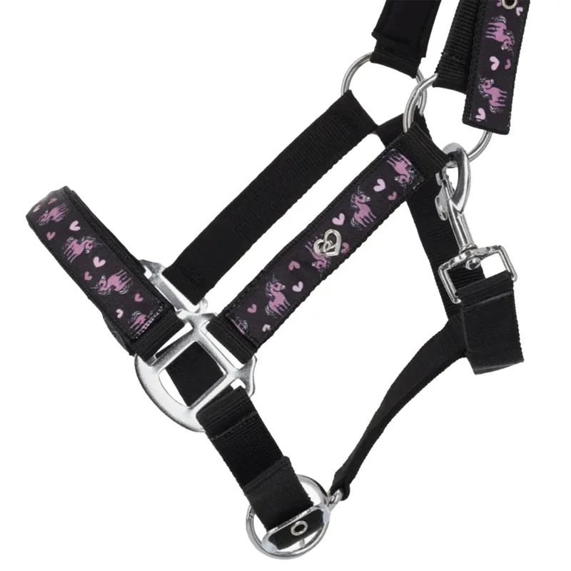 QHP Lize Headcollar - Black/Violet-3