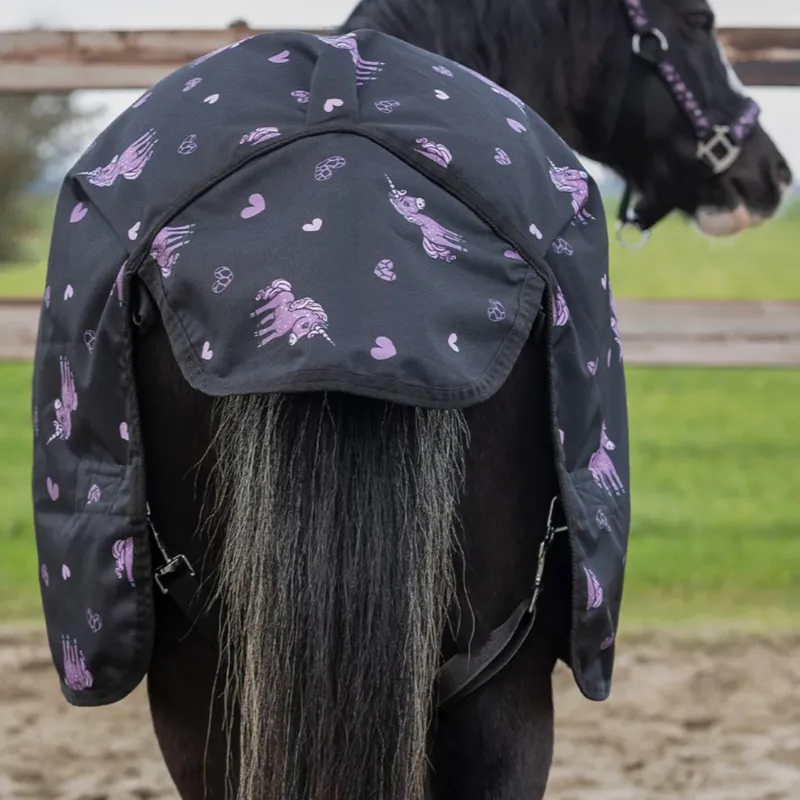QHP Lize 100g Turnout Rug - Black/Violet-3