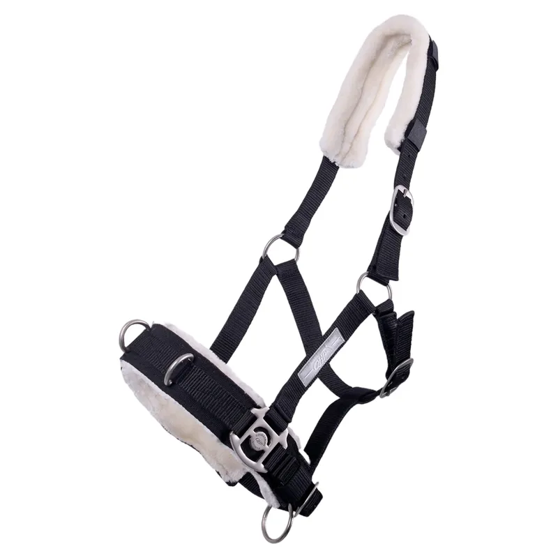 QHP Fleece Lined Lunge Cavesson - Black