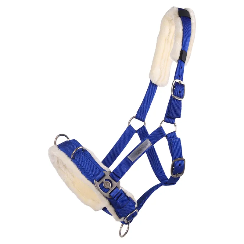 QHP Fleece Lined Lunge Cavesson - Cobalt Blue