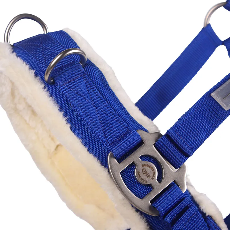 QHP Fleece Lined Lunge Cavesson - Cobalt Blue-2