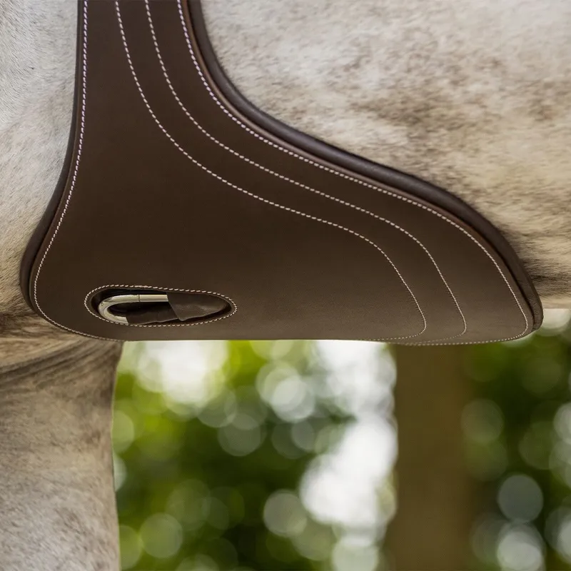QHP Luxury Stitching Belly Guard Girth - Dark Brown-1