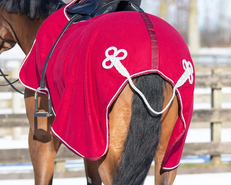 QHP Ornament Fleece Exercise Rug - Burgundy/Slver-2