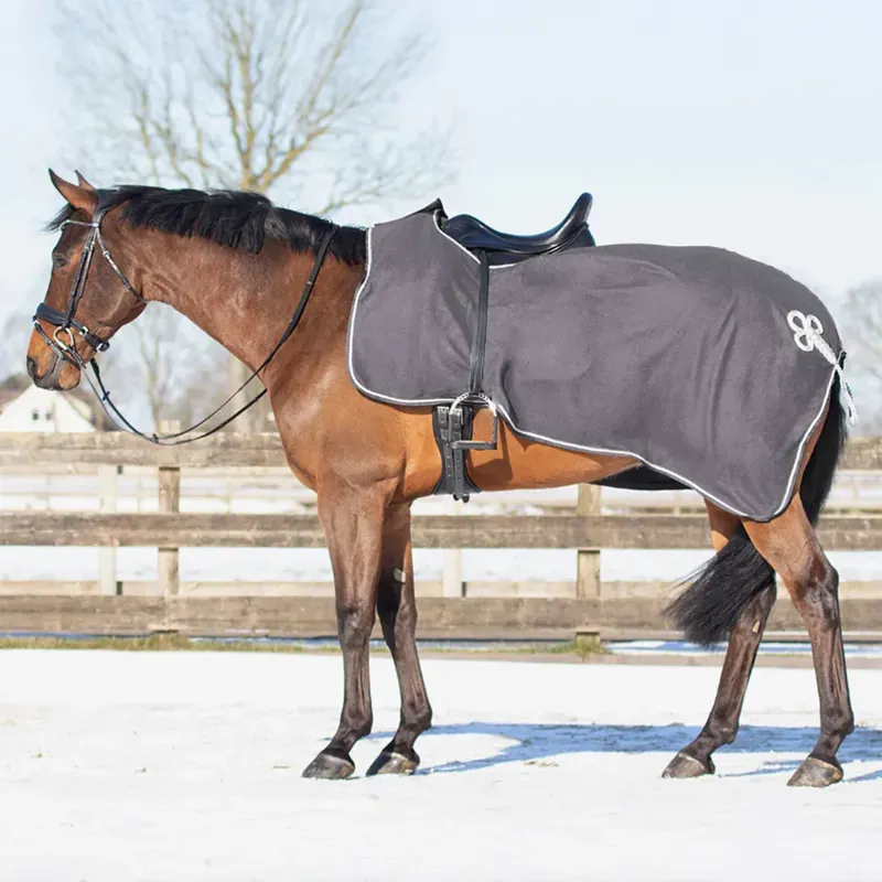 QHP Ornament Fleece Exercise Rug - Grey/Silver