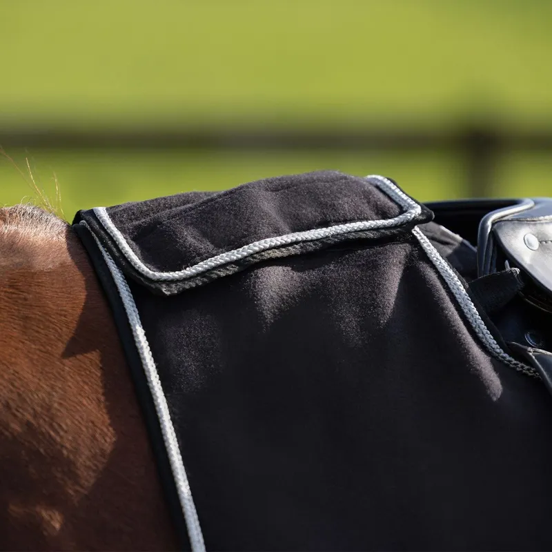 QHP Ornament Fleece Exercise Rug - Black/Silver-2