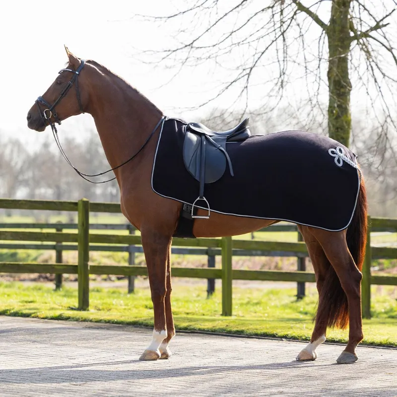 QHP Ornament Fleece Exercise Rug - Black/Silver