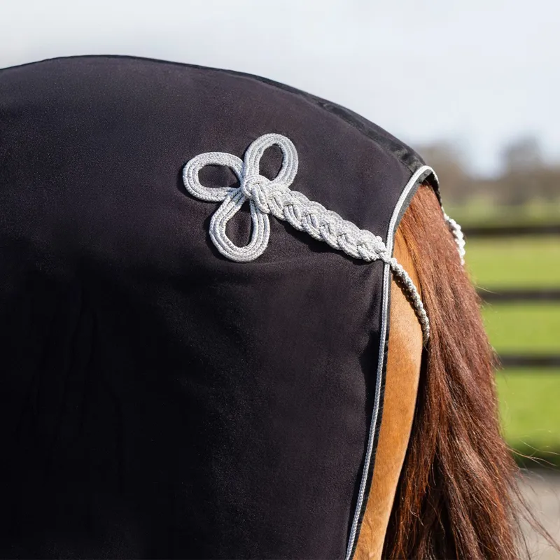 QHP Ornament Fleece Exercise Rug - Black/Silver-3