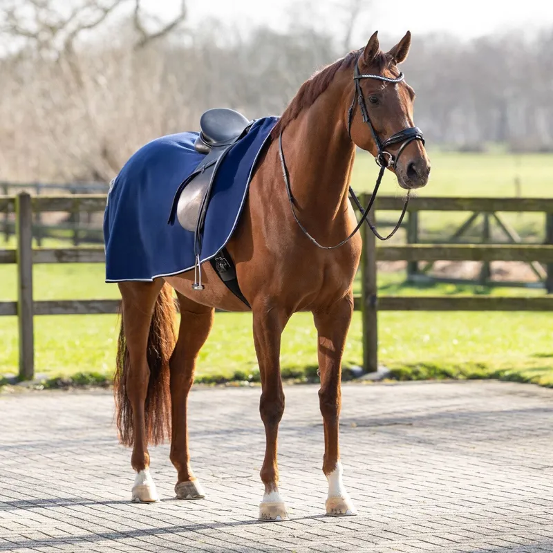 QHP Ornament Fleece Exercise Rug - Blue/Silver-1