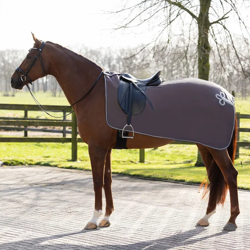QHP Ornament Fleece Exercise Rug - Grey/Silver