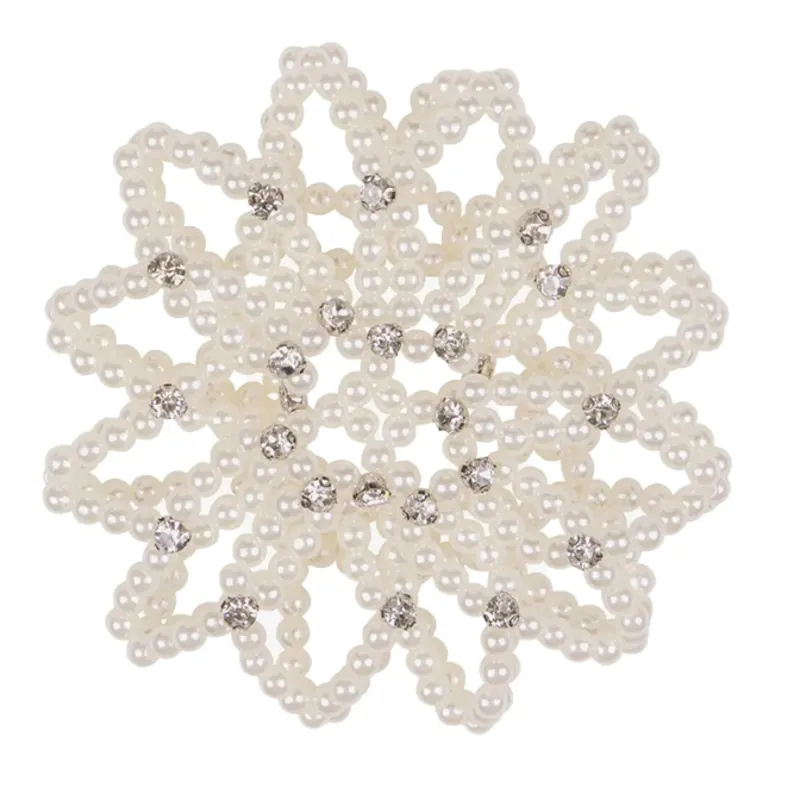 QHP Pearl Hairnet with Strass - White-1
