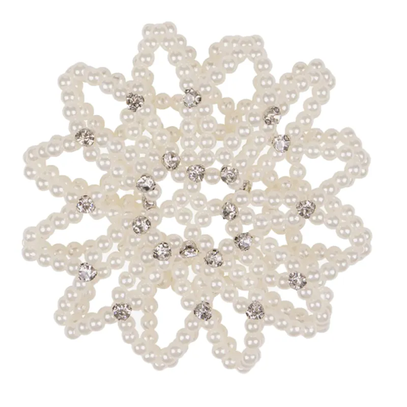 QHP Pearl Hairnet with Strass - White