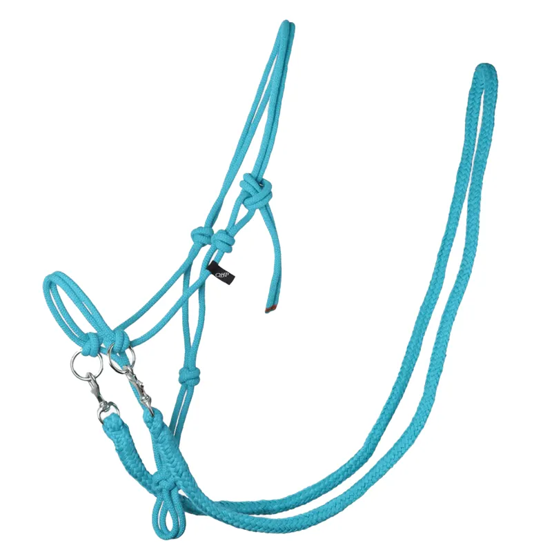 QHP Free Riding Rope Halter with Reins - Sky