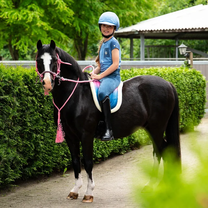 QHP Rosalynn Bareback Pad - Pink/Blue-4