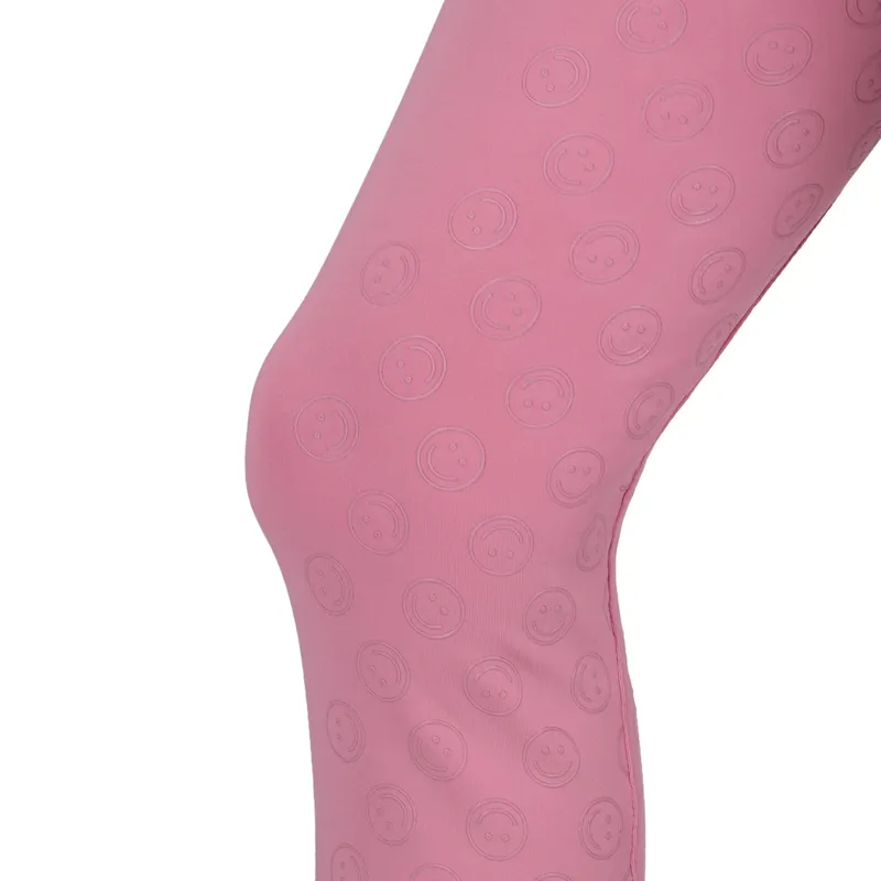 QHP Rosalynn  Full Grip Junior Girls Riding Tights - Cheery Pink-2