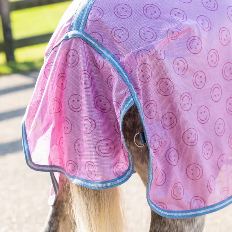 QHP Rosalynn Standard Neck Fly Rug - Pink/Blue-6