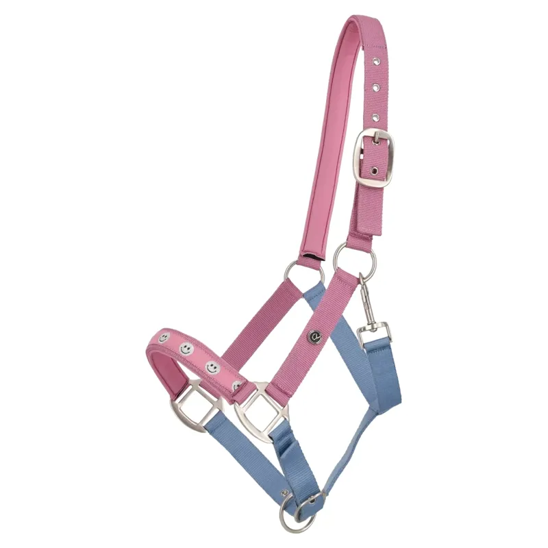 QHP Rosalynn Headcollar and Leadrope - Pink/Blue