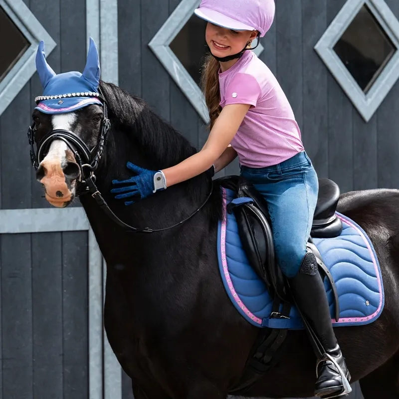 QHP Rosalynn Reversible Young Rider Hat Cover - Pink/Blue-4